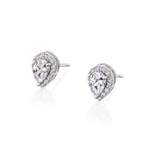 עגילים צמודים טיפה משובצת עם אבן מרכזית